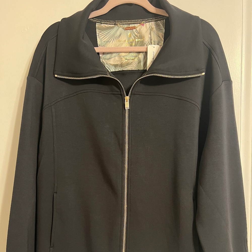 Tommy Bahama Palm Voyage full zip jacket - black, women’s XL